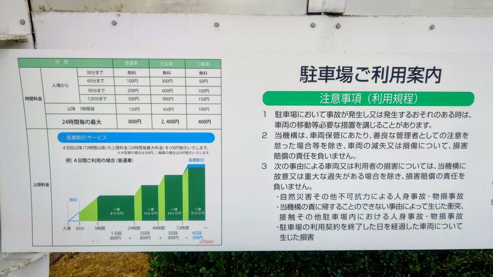 長崎空港駐車場　料金表