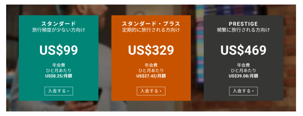 プライオリティパス　料金プラン（スタンダード、スタンダード・プラス、PRESTIGE）